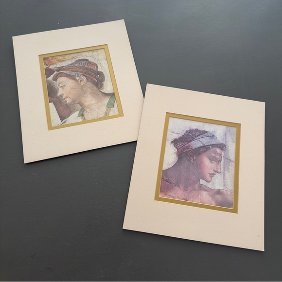 Vintage Reproduction Vault of the Sistine Chapel Artwork Matted Print Women Bust - Picture 10 of 13